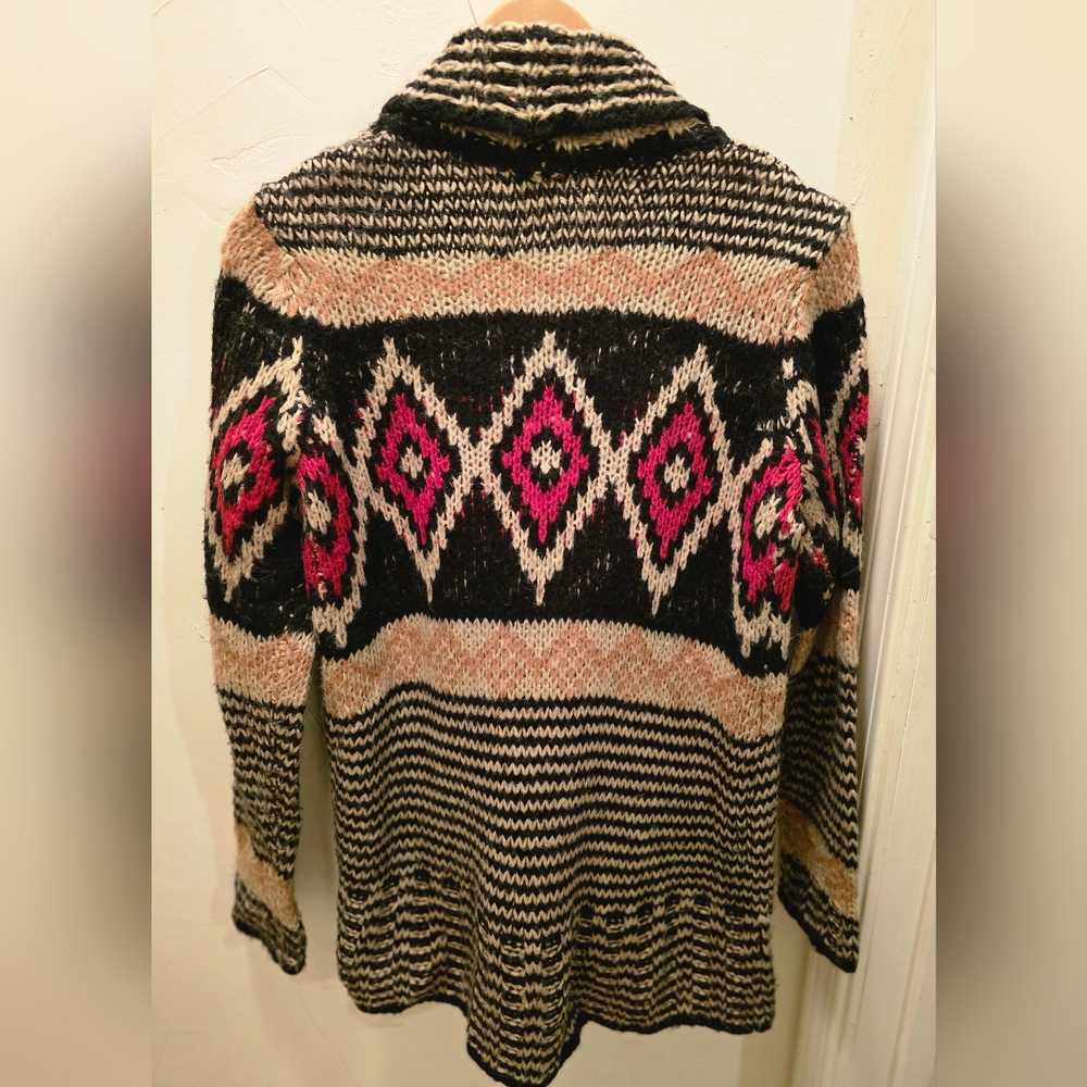 Pink Republic Black and Pink Patterned Open Cardigan Medium - Picture 5 of 6